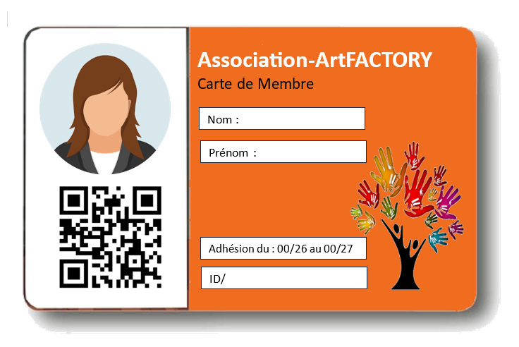 Carte de membre de l’association ArtFACTORY